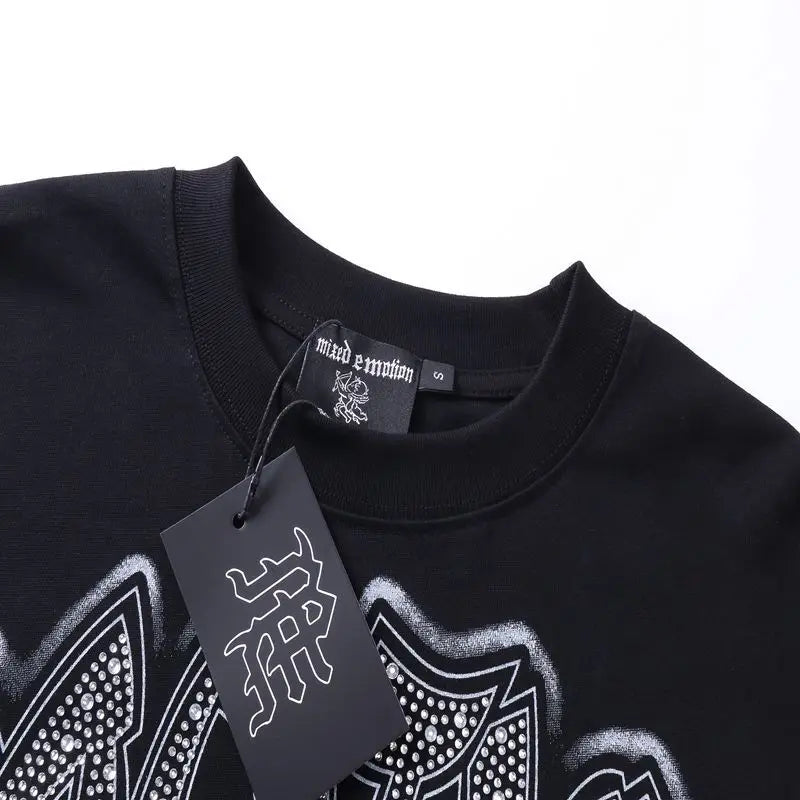 EMOTIONE MISTA T-shirt a maniche lunghe Uomo Donna High Street Stampa completa 100% cotone Girocollo Hip Hop Top oversize