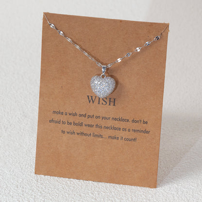 Set con ciondolo a forma di cuore con zirconi, temperamento femminile, collana in acciaio inossidabile placcato oro, regali di gioielli per feste di nozze