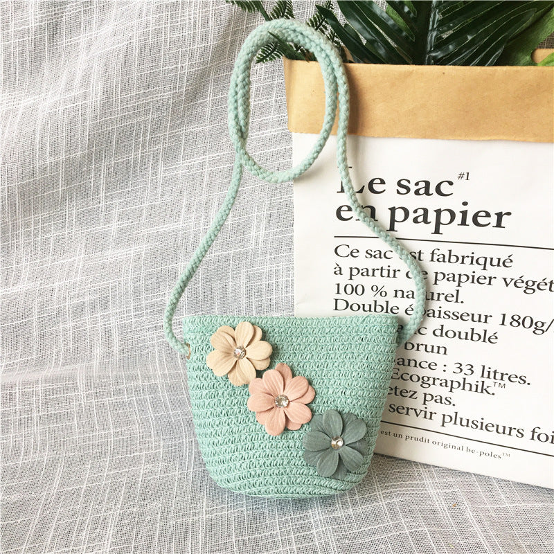 Borsa a tracolla in tessuto di paglia per bambini estivi belle ragazze borse portamonete piccole borse a tracolla per bambini Mini portafoglio principessa