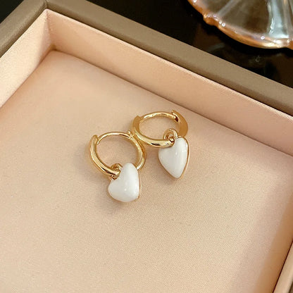 Orecchini a Cuore Rosso Carini per Donne e Ragazze, Orecchini a Cerchio Semplici e Lisci, Orecchini Geometrici alla Moda, Gioielli Rotondi per Feste