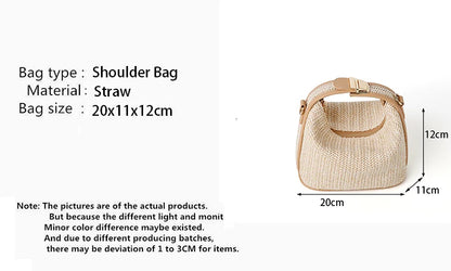 Yogodlns Borsa estiva piccola in paglia Borsa a tracolla alla moda Borsa a tracolla a secchiello intrecciata Borsa da spiaggia casual al mare Borsa con manico per ragazze