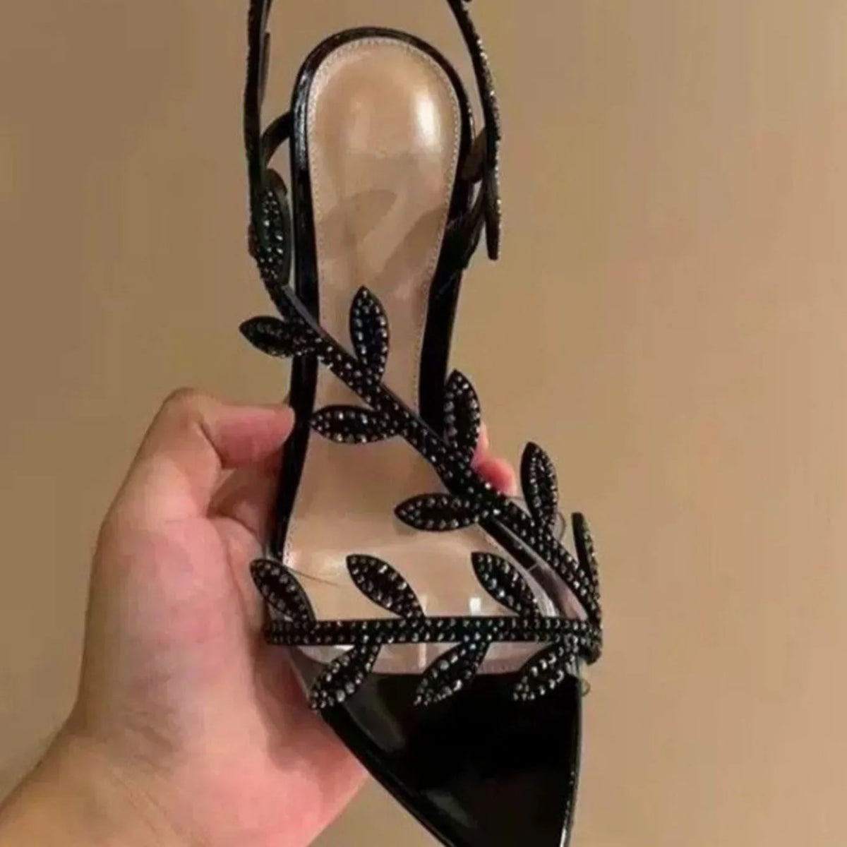 Nuovi Sandali Estivi da Donna con Tacco Alto, Punta a Foglia con Strass, Sandali con Tacco a Spillo, Scarpe Eleganti e alla Moda per Donne