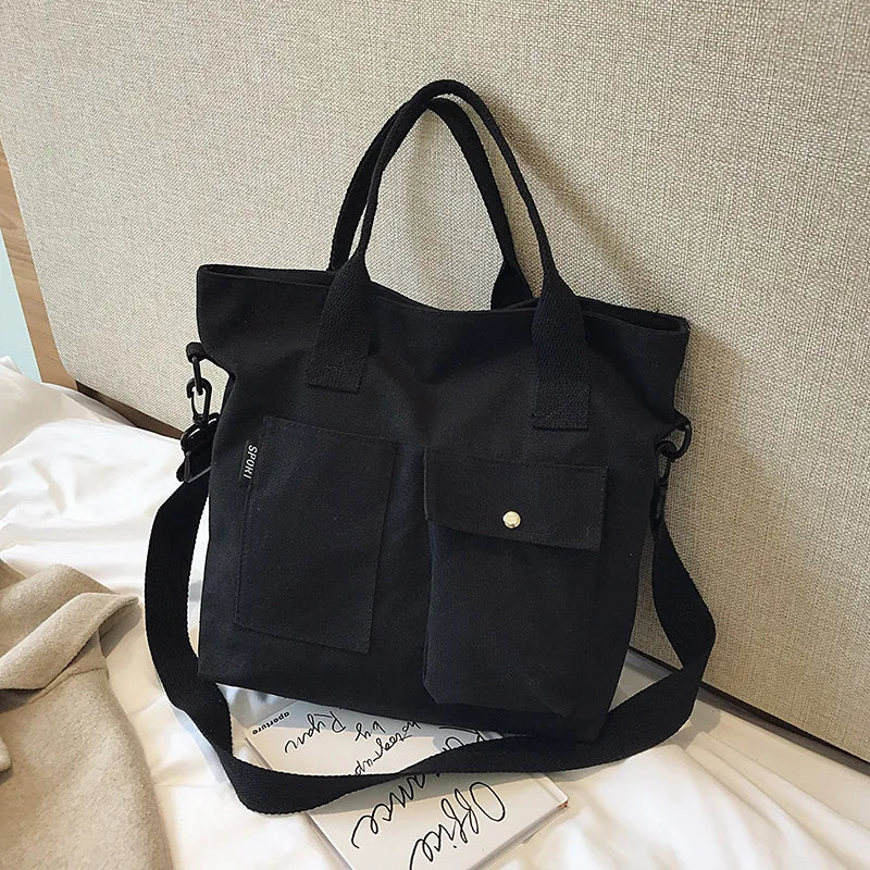 Borse di tela di moda Borsa per studenti Borsa a tracolla Borsa a tracolla di grande capacità in tinta unita Borsa shopper Borsa a tracolla femminile casual 2025