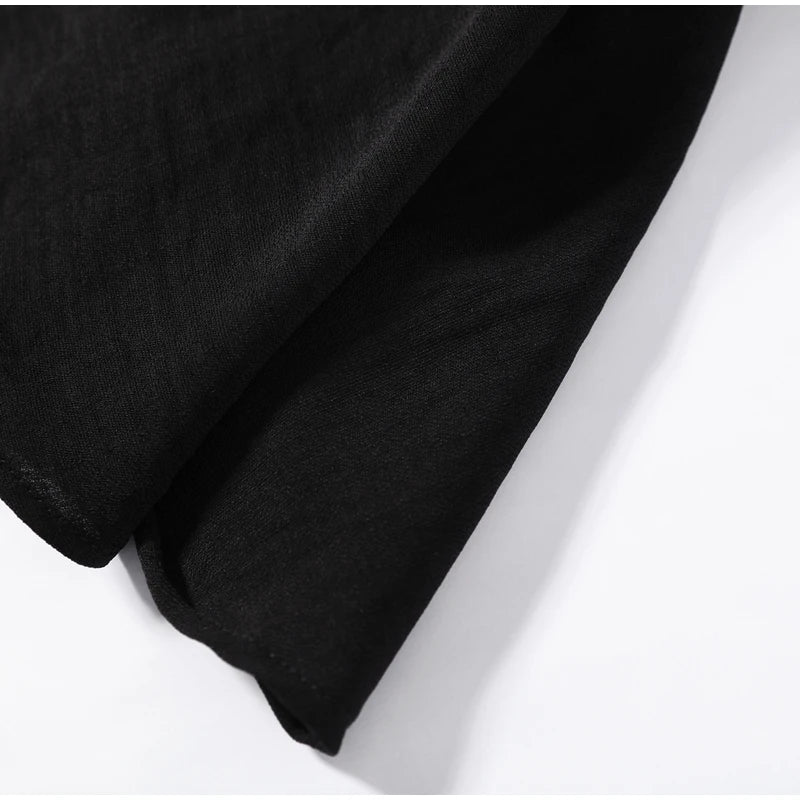 Eleganti Pantaloni a Zampa da Donna con Volant a Cascata in Chiffon a Vita Alta, Neri, Estivi 2026, Versatili, Nuovi
