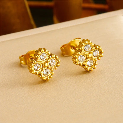 Nuovo in acciaio inossidabile Zircon fiore acqua goccia collana braccialetto orecchini caviglie gioielli di moda vacanza set per donna