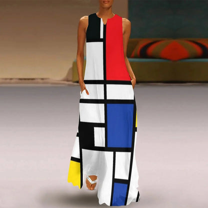 piet mondrian - Composizione con, Rosso, Blu, giallo, nero, bianco Abito lungo abiti estivi abiti da festa da donna abiti da donna Abito