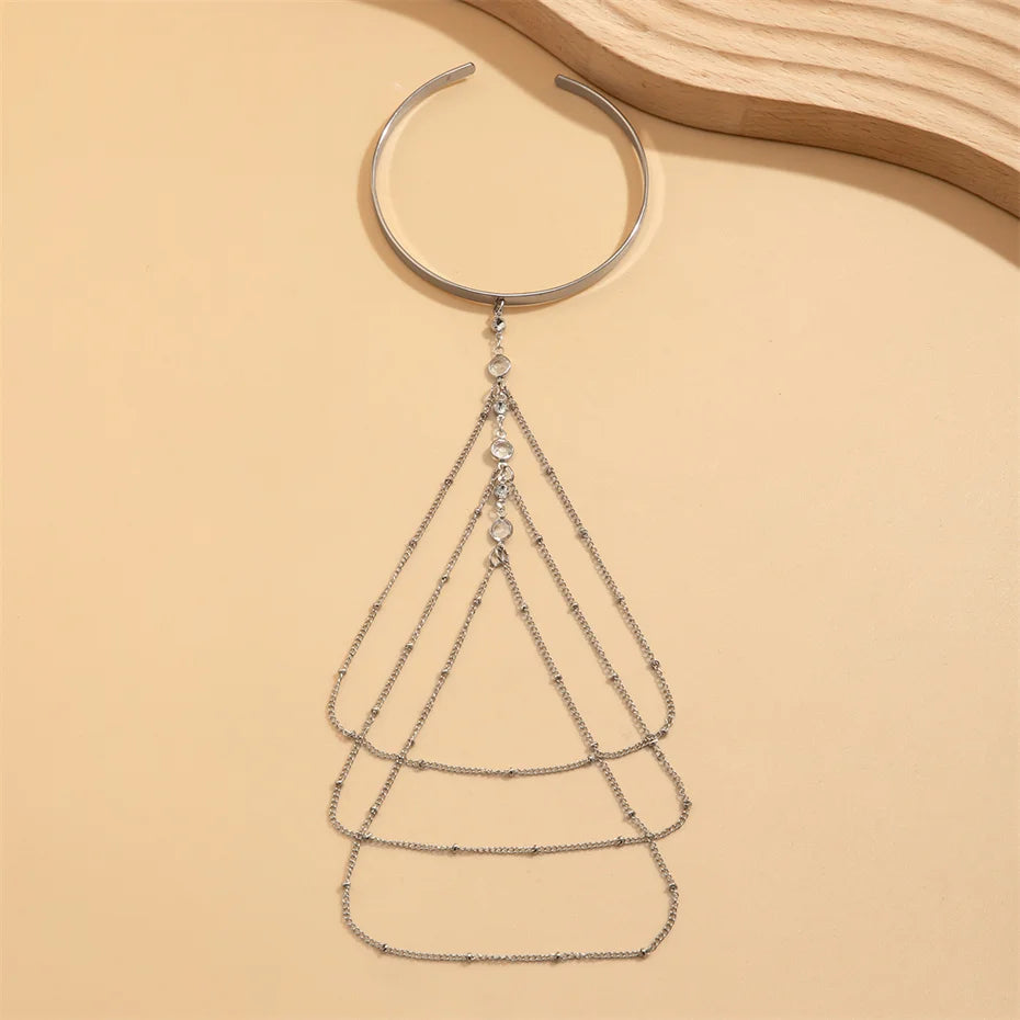 Ingemark 17 Stili Boho Ciondolo in cristallo Braccialetti aperti per le donne Wed Bridal Goth Nappa Braccialetti con braccio a maglie Regalo di gioielli per feste