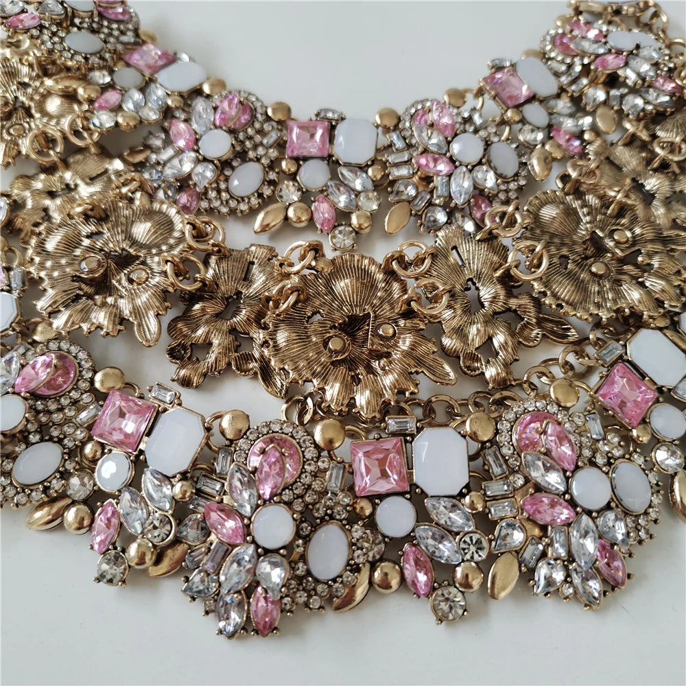 Parure de bijoux de luxe en cristal et strass pour femme, collier, bracelets et boucles d'oreilles, style indien, pour mariage, 2025