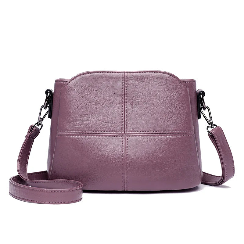 Borsa a tracolla in morbida pelle PU da donna vintage Borsa a tracolla quadrata in tinta unita femminile di mezza età Nuove borse a tracolla grandi da donna