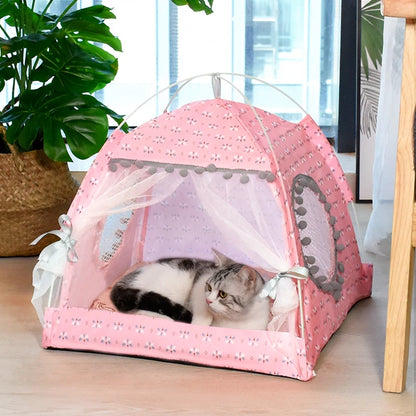 Tenda per gatti con fiori spezzati Tenda semi chiusa per celebrità Internet Nido universale per tutte le stagioni Forniture per animali domestici Nido estivo per cani e gatti