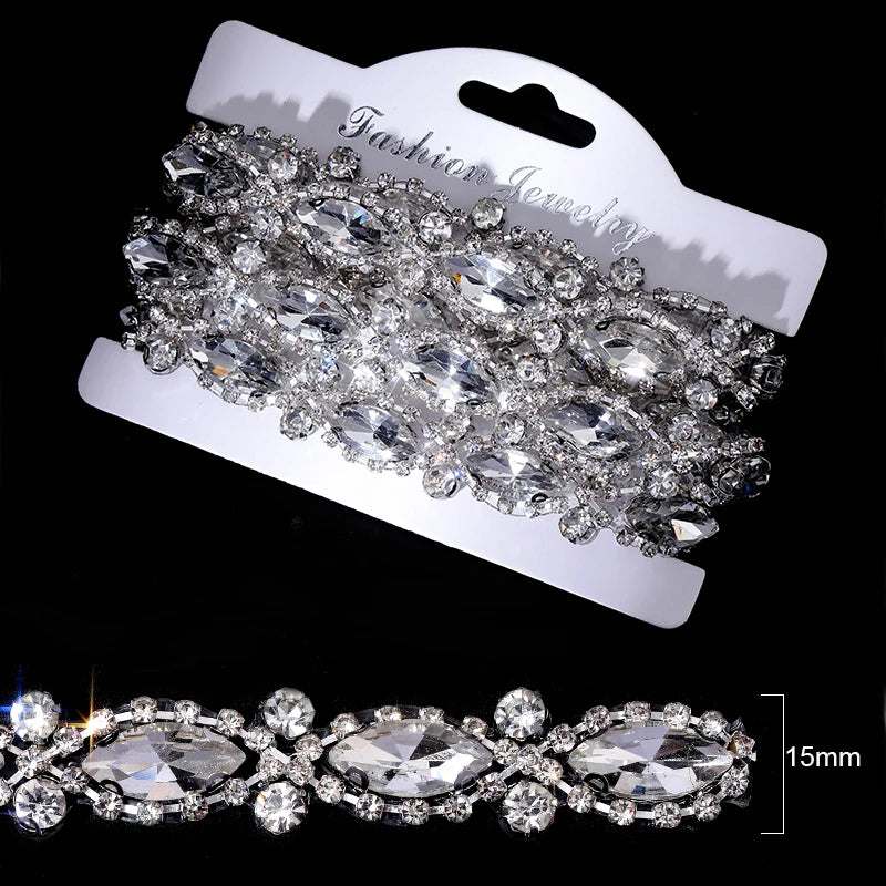 Ducrystal 1 metro motivo strass nastro hot fix vetro cristallo strass trim catena per scarpe fai da te, borse, abiti decorazione