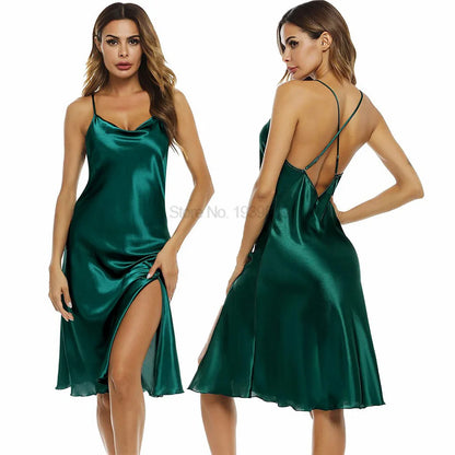 Camicia da notte estiva Ruffles Lady Nightwear camicia da notte raso senza spalline gonna intimo Lingerie Sexy vestiti per la casa accappatoio