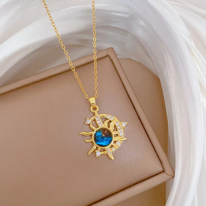 Collana di lusso leggera in acciaio al titanio con serie Star per donna, colore oro, pianeta, luna, astronauta, collane con ciondolo, gioielli, regali