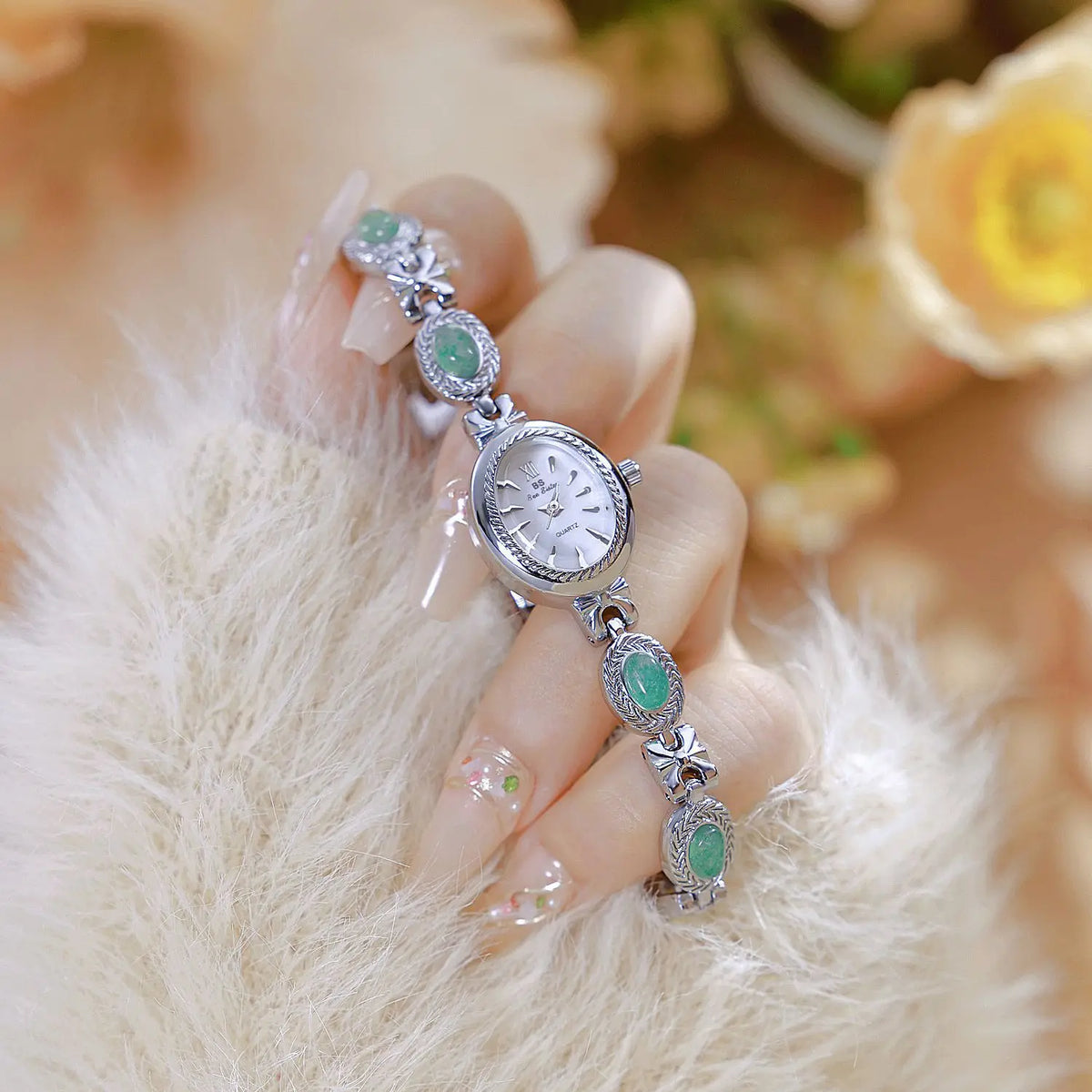 Orologio da donna elegante Bracciale in giada Orologio piccolo Orologi al quarzo moda Orologio da polso dorato di lusso Regali per le donne Marchio originale