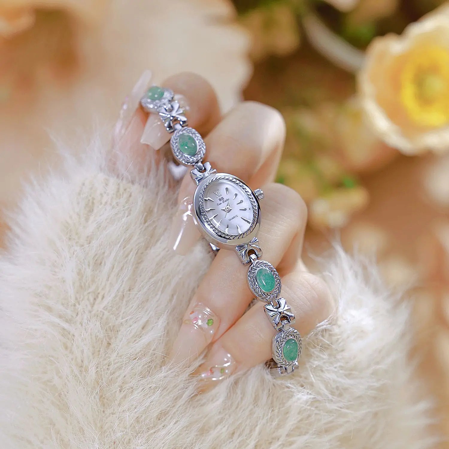 Orologio da donna elegante Bracciale in giada Orologio piccolo Orologi al quarzo moda Orologio da polso dorato di lusso Regali per le donne Marchio originale