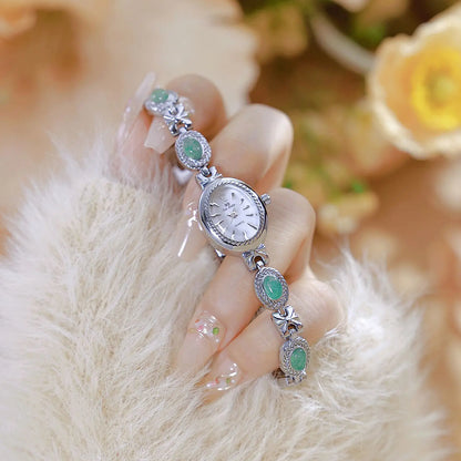 Orologio da donna elegante Bracciale in giada Orologio piccolo Orologi al quarzo moda Orologio da polso dorato di lusso Regali per le donne Marchio originale