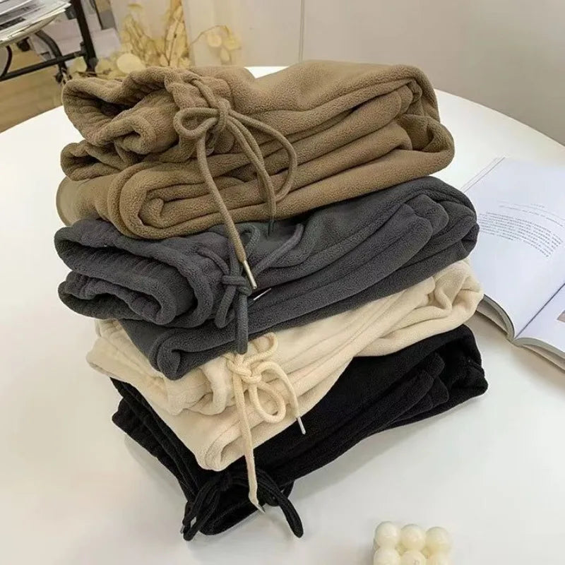 Pantaloni invernali spessi e caldi da donna Pantaloni Harem in pile polare a doppia faccia caldi Pantaloni lunghi larghi comodi a vita alta sportivi casual