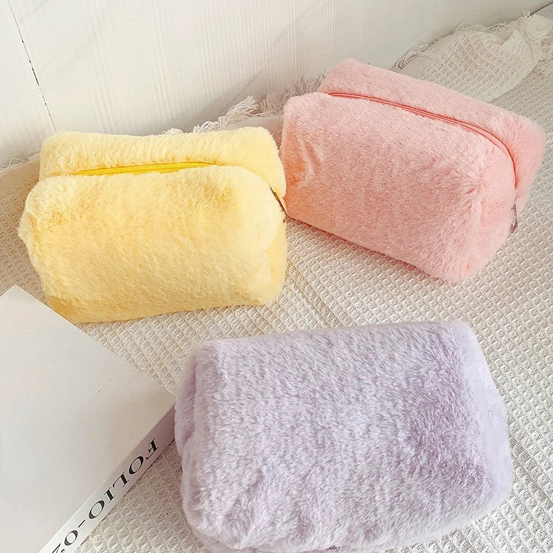Borse per il trucco in pelliccia di leopardo per le donne Borsa per cosmetici da viaggio morbida Custodia per organizer Custodia per borse da donna per ragazze