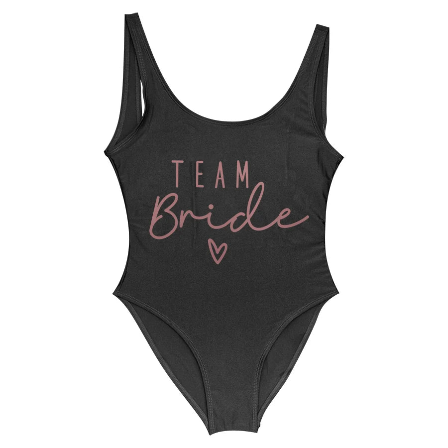 S-3XL Maillot de bain blanc une pièce Équipe de la mariée Maillot de bain de fête de célibataire pour femme Maillot de bain de poule Maillot de bain de piscine