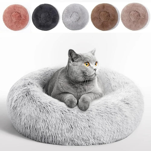 Cat Bed Round Autumn And Winter Soft Plush Pet Bed Dog Sofa Bed Plush Comforter Nest Shell Cat Nest Semi-enclosed Cat Nest