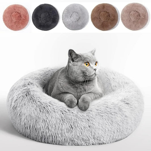 Cat Bed Round Autumn And Winter Soft Plush Pet Bed Dog Sofa Bed Plush Comforter Nest Shell Cat Nest Semi-enclosed Cat Nest