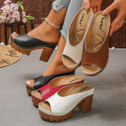 Sandales compensées d'été pour femmes, sandales à talons hauts avec plateforme, sandales compensées imperméables