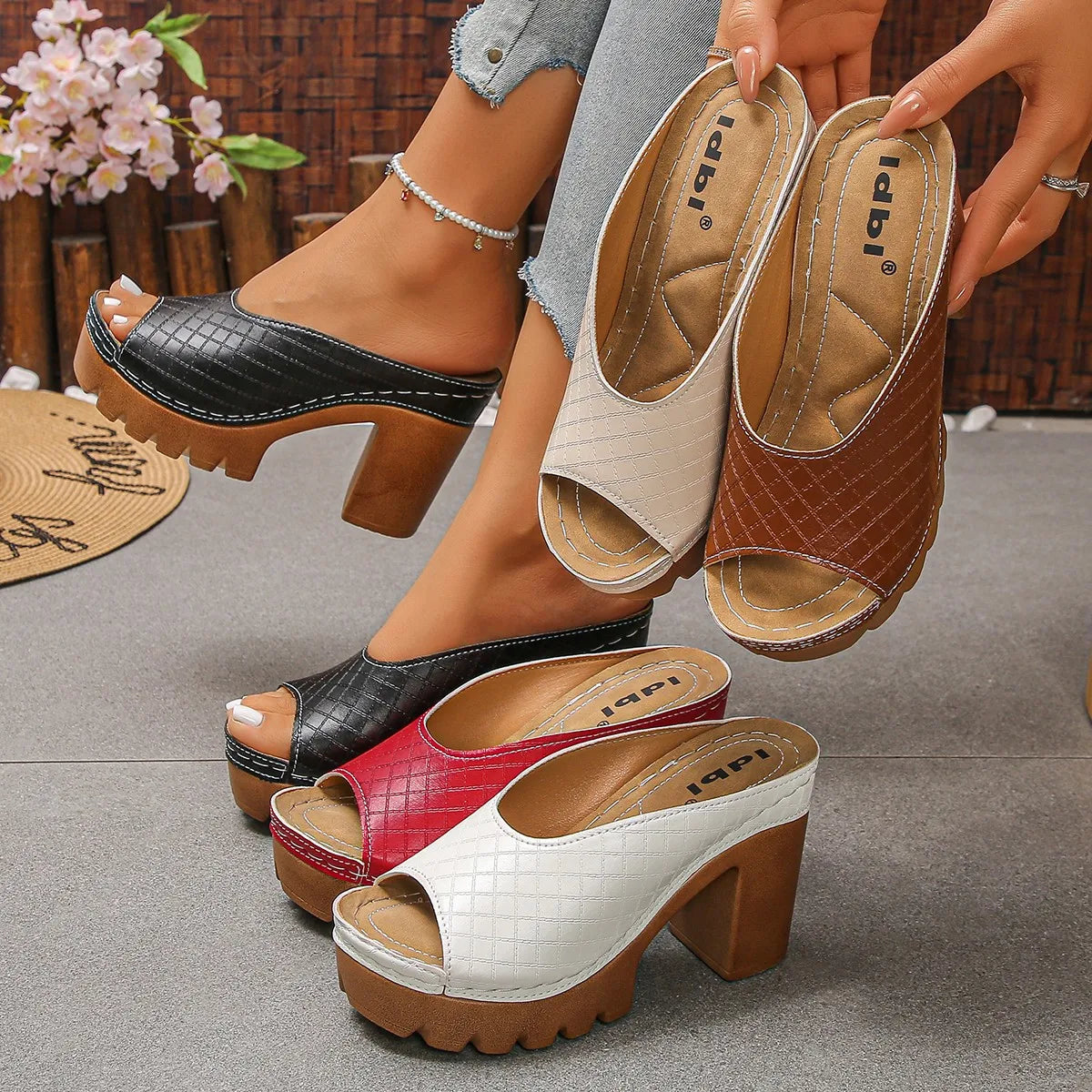 Sandales compensées d'été pour femmes, sandales à talons hauts avec plateforme, sandales compensées imperméables