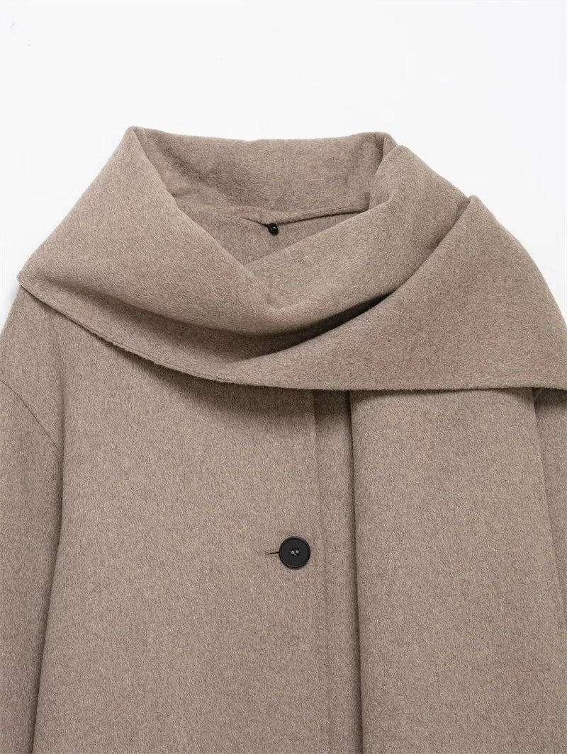Cappotto da Donna 2026 Nuova Giacca Corta Invernale Autunnale alla Moda con Sciarpa Decorativa, Capispalla Elegante e Chic per Signora