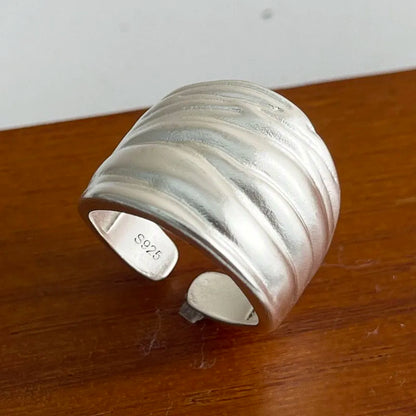 Anelli in argento sterling 925 per le donne Gioielleria raffinata geometrica Anello ampio scintillante regolabile per il regalo di compleanno della festa