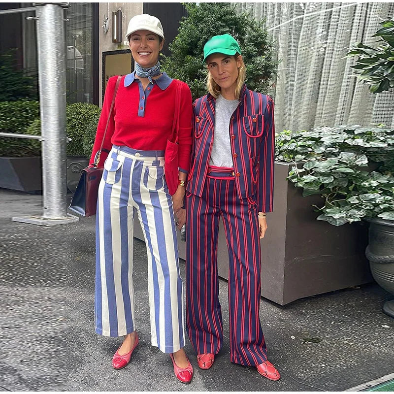 Completo Due Pezzi Estivo 2026 da Donna: Cappotto a Collo Alto con Bottone Singolo e Pantaloni a Gamba Larga, Maniche a Tre Quarti, Coordinato Casual da Ufficio