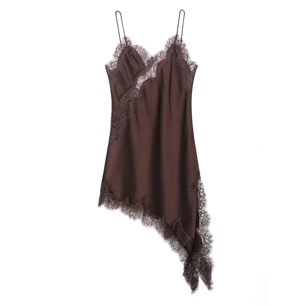 HH Summer Sexy Party Sling Dress per le donne senza maniche asimmetria pizzo splicing backless halter neck moda abiti slim
