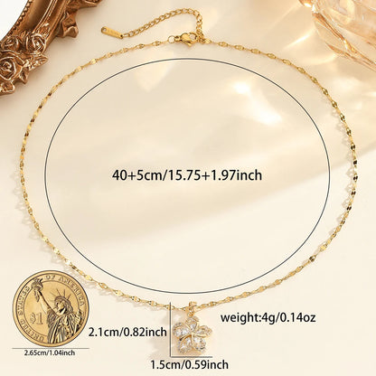 DIEYURO Collana con ciondolo fiori in zircone verde in acciaio inossidabile 316L per le donne Nuovi regali di gioielli di compleanno con catena fortunata per ragazze di lusso