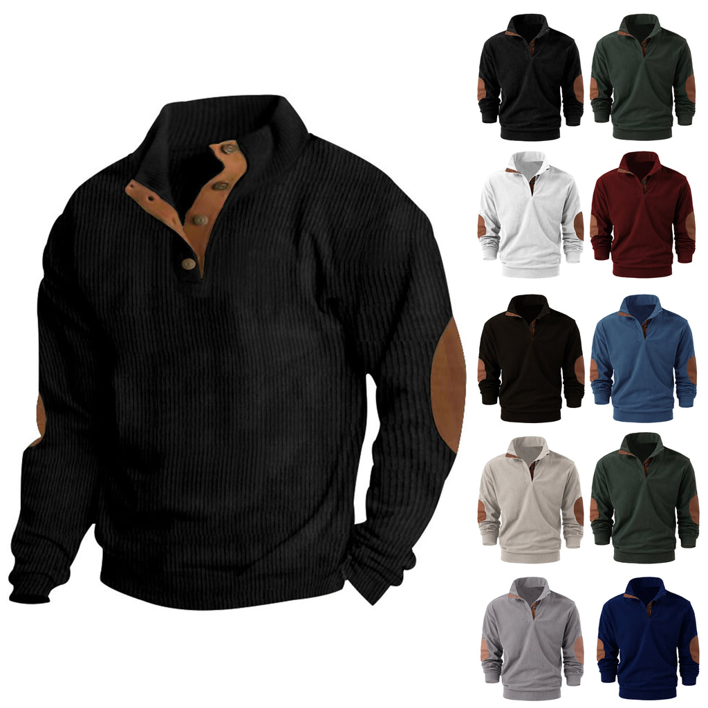 Top da uomo a maniche lunghe sportivi in tinta unita primaverili e autunnali, pullover da uomo all'aperto con colletto rialzato alla moda e casual