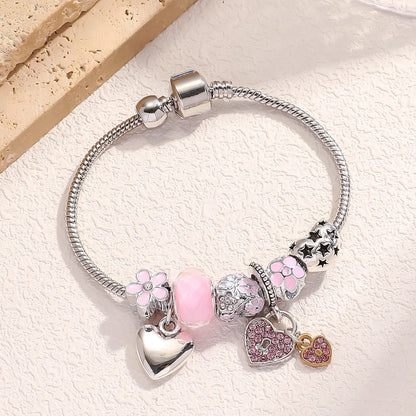 1PC Moda Donna Multi Elemento In Rilievo Love Pan Famiglia Bracciale Accessori di Gioielli Spogliatoio Quotidiano Festa Regalo di Festa -005