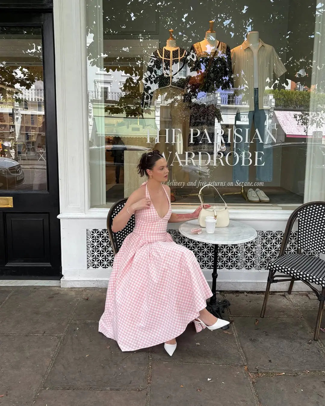 YENKYE Abito estivo da donna sexy senza schienale scozzese rosa con scollo all'americana a vita bassa Abiti da festa eleganti Abito da vacanza