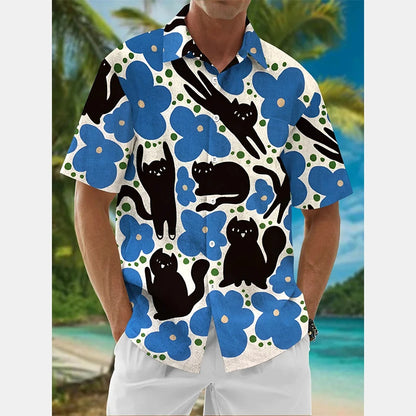 Camicie hawaiane casual con stampa 3D moda estiva da uomo Divertenti camicie con bottoni a maniche corte con grafica giraffa carina Trend Street Y2k