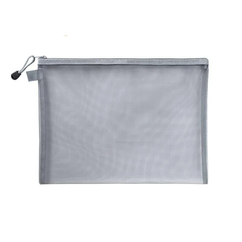 Borsa per penne in rete con cerniera trasparente in nylon Borse per file per studenti Borsa speciale per garza in rete per esame Custodia per trucco per cosmetici in rete per i viaggi