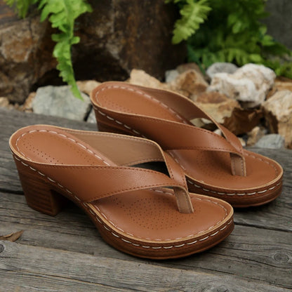 Sandales d'été pour femmes de haute qualité, nouvelle mode, couleur unie, bout ouvert, talons hauts, décontractées, tongs de plage, Zapatos Mujer