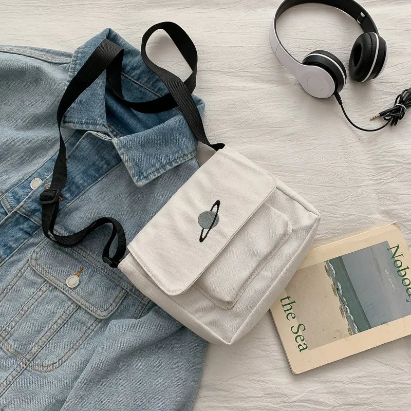 Borsa a tracolla per studenti con collage casual Borsa piccola da donna Borsa a tracolla in tela per donna Borse a tracolla con stampa Bolsas Sac