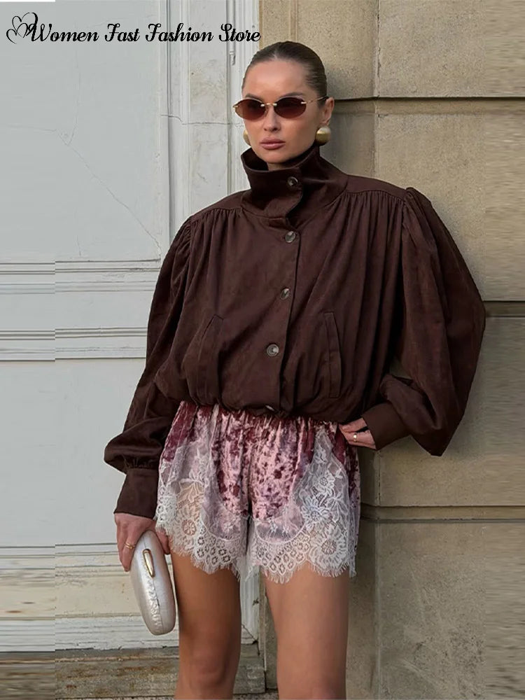 Pantaloncini Corti in Velluto con Inserti in Pizzo Sexy, Vita Alta Elastica, Mini Shorts Larghi da Donna, Nuova Collezione Estiva 2026, Streetwear Femminile