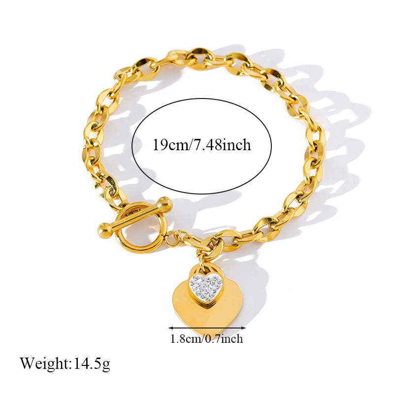 EILIECK Bracciale con ciondolo stella marina luna stella color oro in acciaio inossidabile 316L per le donne Nuovo regalo di gioielli con catena da polso alla moda