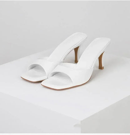 Sandales d'Été pour Femme 2026 : Claquettes Élégantes à Bout Carré, Talons Hauts de Luxe, Sexy et Décontractées pour Cérémonies et Bal de Promo