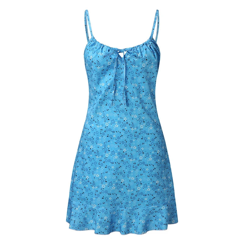 Gonna comoda estiva da donna, sexy, casual, per la casa, con piccola canotta floreale
