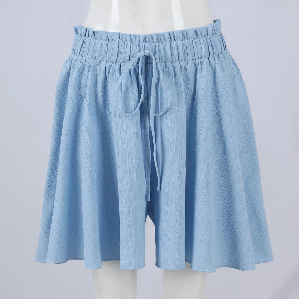 Pantaloncini bohémien da donna a vita alta con coulisse pantaloncini larghi pantaloncini da spiaggia comodi e leggeri pantaloni corti a gamba larga con stampa
