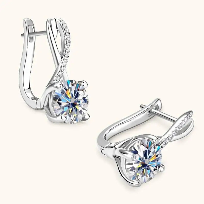 Taoyu D2.0CT Moissanite Drop Hie Orecchini in vero argento da donna Cerchi placcati in oro Orecchino infinito Gioielli da sposa certificati