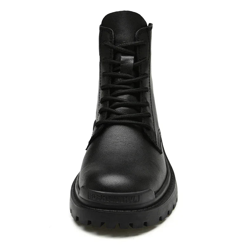 Stivali da moto in vera pelle da uomo Stivaletti da neve caldi invernali Scarpe da esterno di qualità da uomo Scarpe da passeggio per il tempo libero Taglia grande 38-48