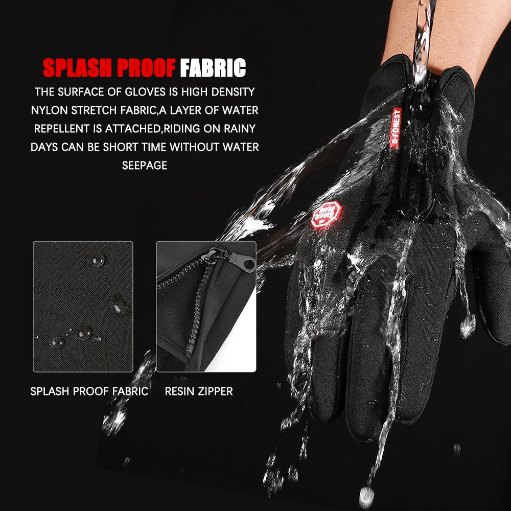 Guanti Sportivi Autunno Inverno per Uomo e Donna, Guanti da Moto in Pile con Zip, Touchscreen, Caldi, Idrorepellenti, Antivento e Antiscivolo per Ciclismo