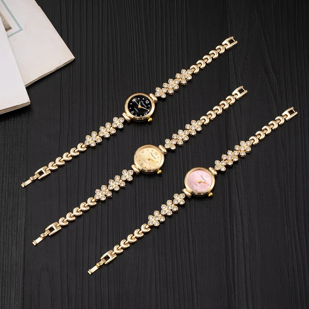 Orologio da polso da donna di lusso Orologi in oro con strass alla moda per donna Orologio da polso al quarzo da donna semplice ed elegante montre femme
