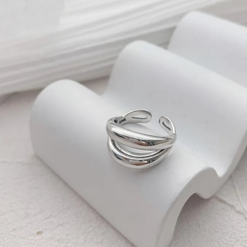 Anelli in Argento Sterling 925, Nuovi Gioielli da Festa, Charm Vintage, Design Geometrico a Doppio Strato, Accessori Regalo, Dropshipping