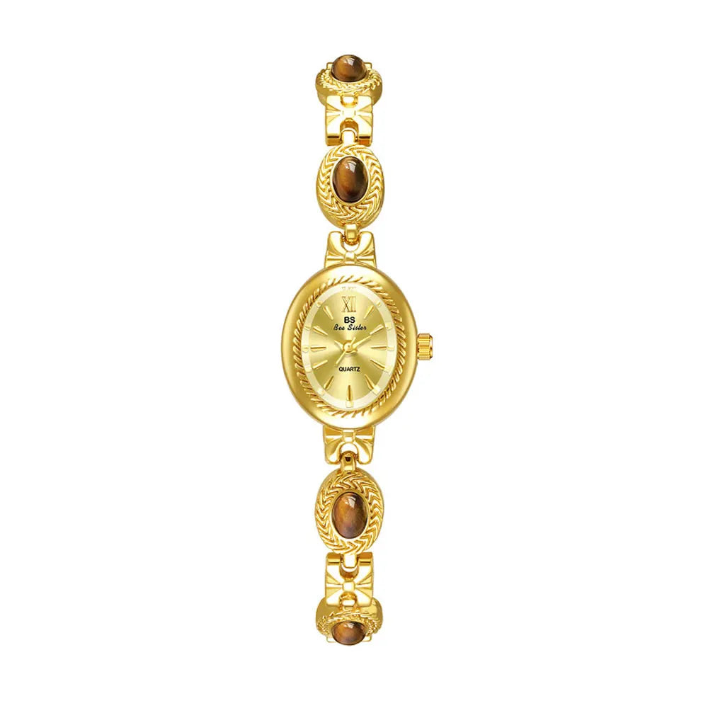 Orologio da donna elegante Bracciale in giada Orologio piccolo Orologi al quarzo moda Orologio da polso dorato di lusso Regali per le donne Marchio originale